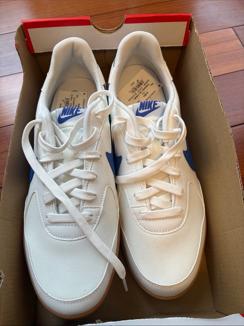 Nike White Sneakers with Blue Swoosh - Men’s Low-Top